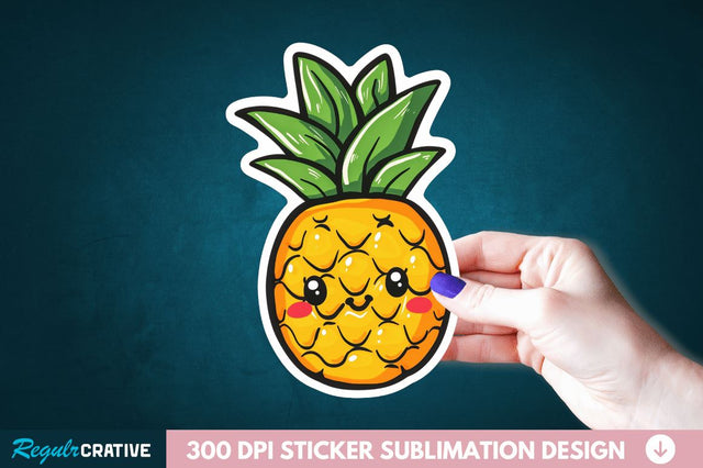 Cute Pineapple Sticker Clipart Sublimation Regulrcrative 