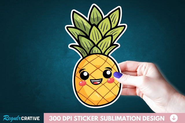 Cute Pineapple Sticker Clipart Sublimation Regulrcrative 