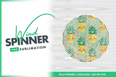 Cute Pineapple Watermelon Pattern Wind Spinner Round Sublimation Regulrcrative 