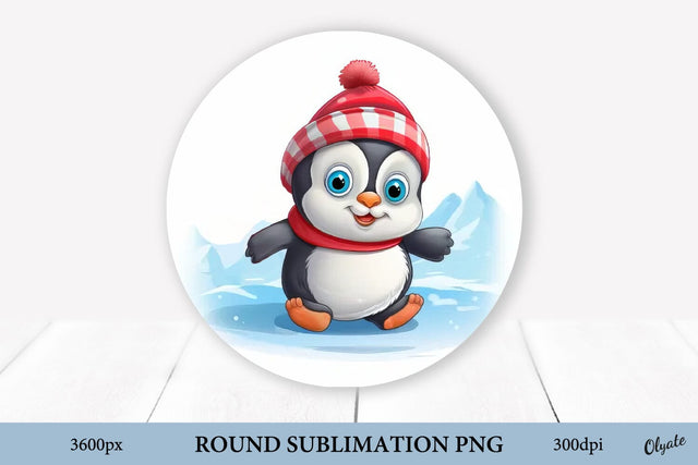 Cute Pinguin Sublimation PNG. Round Sublimation PNG. Sublimation Olga Terlyanskaya 