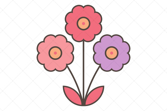 Cute Pink And Purple Flower Plant Illustration Sublimation Karma Genie Graphics 