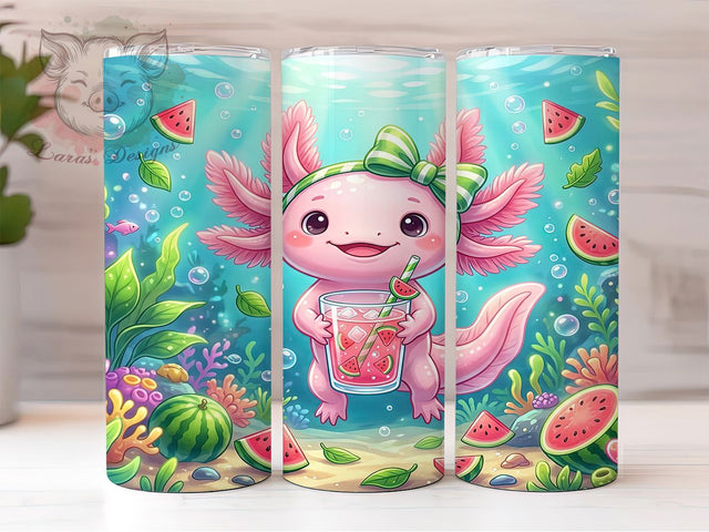 Cute Pink Axolotl 20oz Tumbler, Cute Pink Axolotl, 20oz Tumbler Wrap, Sublimation Design, Pink Axolotl PNG, Cute Amphibian Graphic, Pastel Water Wrap, Digital Tumbler Sublimation Lara' s Designs 