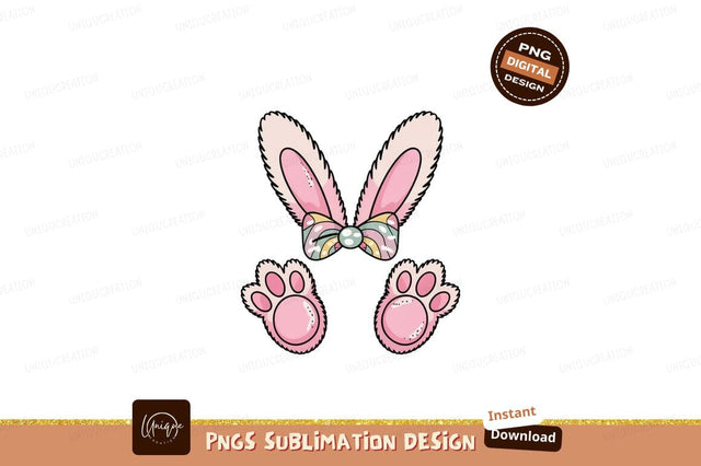 Cute Pink Bunny Ears And Paws Sublimation Designangry 