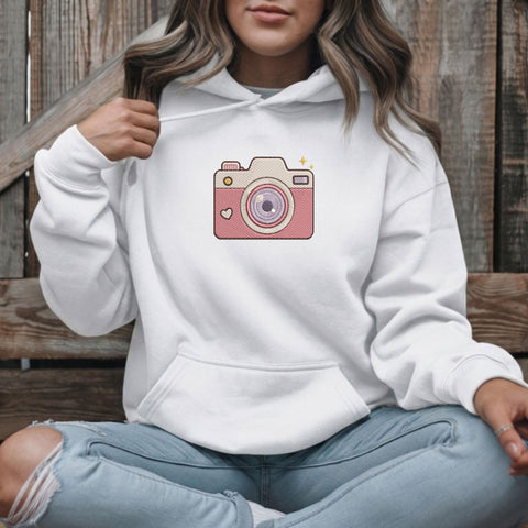 Cute Pink Camera Embroidery Design – Retro Photography Camera Machine Embroidery File, 9 Sizes Embroidery/Applique DESIGNS PatternFeed8 