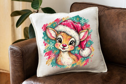 Cute Pink Christmas Deer Sublimation PNG SVG DesignDestine 