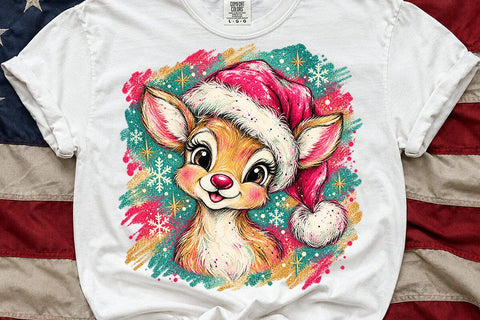 Cute Pink Christmas Deer Sublimation PNG SVG DesignDestine 
