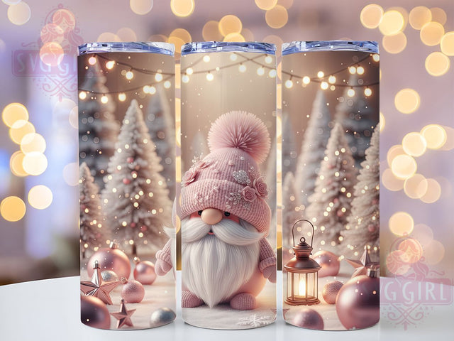 Cute Pink Christmas Gnome Tumbler, Cute Holiday Gnome, Festive Pink Graphic, Whimsical Christmas Art, Adorable Holiday Pattern, 20oz Tumbler, Sublimation Design Sublimation SvggirlplusArt 