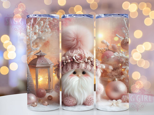 Cute Pink Christmas Gnome Tumbler, Cute Holiday Gnome, Festive Pink Graphic, Whimsical Christmas Art, Adorable Holiday Pattern, 20oz Tumbler, Sublimation Design Sublimation SvggirlplusArt 