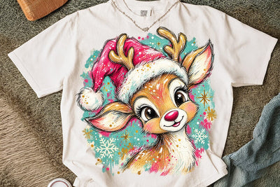 Cute Pink Christmas Reindeer Design PNG SVG DesignDestine 
