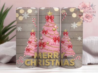 Cute Pink Christmas Tree Tumbler, Let It Snow Sublimation Design, Festive Holiday Cup Art, 20oz Xmas Tumbler, Whimsical Pink Tree Mug, Stylish Christmas Cup, Cozy Holiday Wrap Sublimation Li Zamperini 