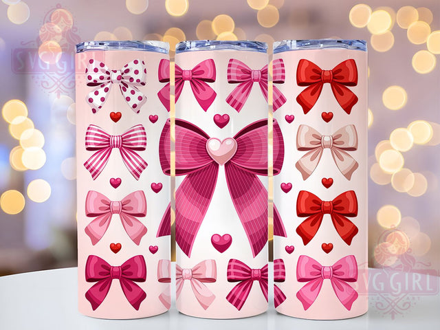 Cute Pink Coquette Bow Tumbler, Cute Valentine Wrap, Girly Bow Cup, Romantic Sublimation Design, Valentine Gift Tumbler, Sweet Pink Bow Wrap, Adorable Love Cup Sublimation SvggirlplusArt 