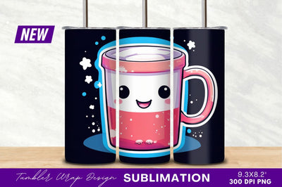 Cute pink drink tumbler png cartoon Sublimation Regulrcrative 