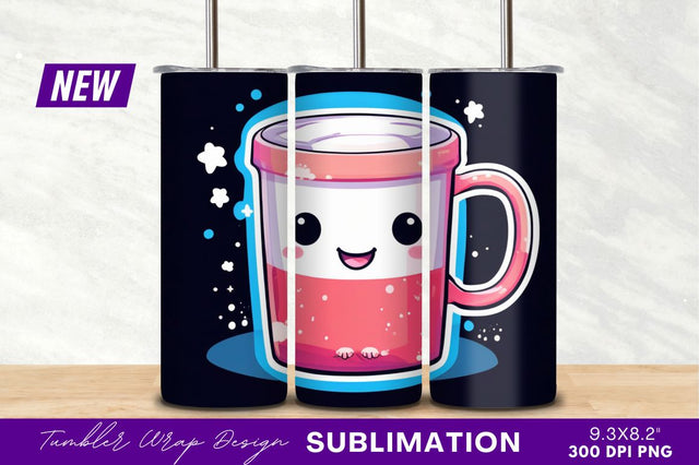 Cute pink drink tumbler png cartoon Sublimation Regulrcrative 