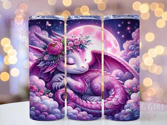 Cute Pink Fantasy Dragon Tumbler, Fantasy Dragon Wrap, 20Oz Skinny Tumbler, Magical Creature Sublimation, Cute Dragon Design, Whimsical Tumbler Wrap, Mythical Beast Tumbler Sublimation SvggirlplusArt 
