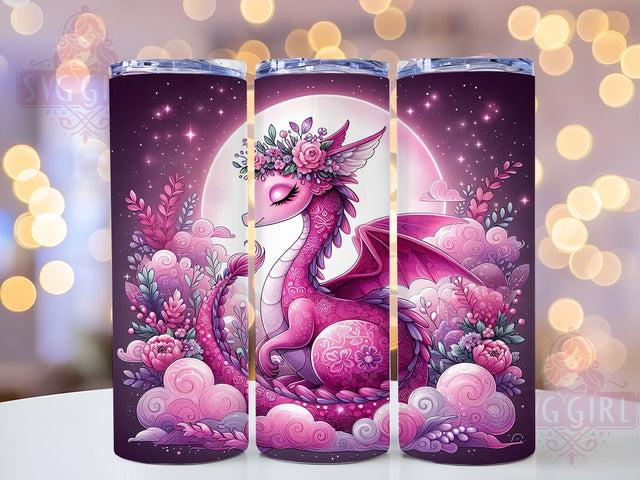 Cute Pink Fantasy Dragon Tumbler, Fantasy Dragon Wrap, 20Oz Skinny Tumbler, Magical Creature Sublimation, Cute Dragon Design, Whimsical Tumbler Wrap, Mythical Beast Tumbler Sublimation SvggirlplusArt 