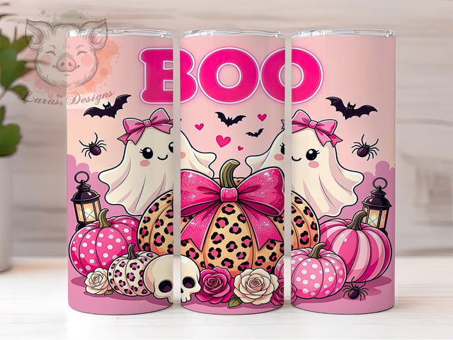 Cute Pink Ghost Halloween 20oz Tumbler, Pink Ghosts, Cute Halloween, 20oz Wrap, Pastel Spooky, Whimsical Style, Sublimation Tumbler, Festive Pattern Sublimation Lara' s Designs 