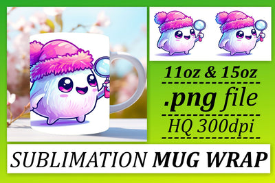 Cute Pink Ghosts Halloween Mug Wrap Sublimation 11oz 15oz Sublimation afrosvg 