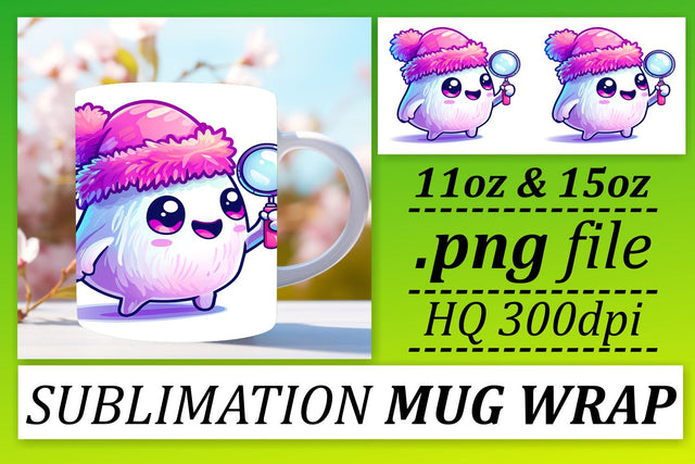 Cute Pink Ghosts Halloween Mug Wrap Sublimation 11oz 15oz Sublimation afrosvg 