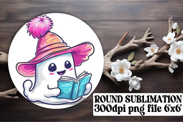 Cute Pink Ghosts Halloween Round Design Sublimation Keychain Sublimation afrosvg 