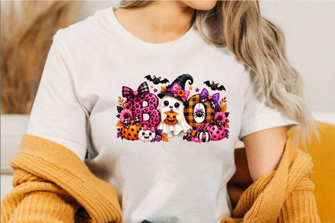 Cute Pink Halloween Boo Ghost Pumpkin Sublimation SVGArt 
