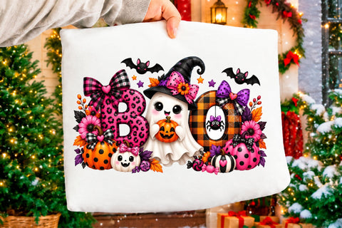 Cute Pink Halloween Boo Ghost Pumpkin Sublimation SVGArt 