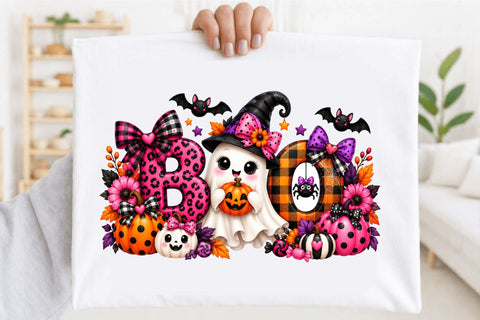Cute Pink Halloween Boo Ghost Pumpkin Sublimation SVGArt 