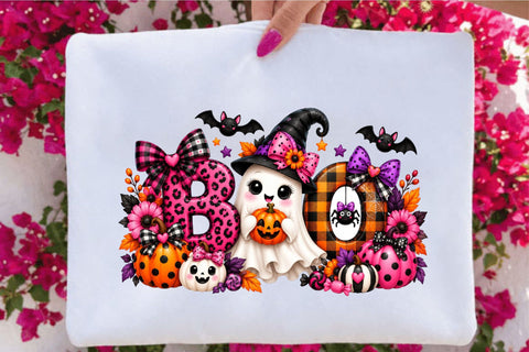 Cute Pink Halloween Boo Ghost Pumpkin Sublimation SVGArt 
