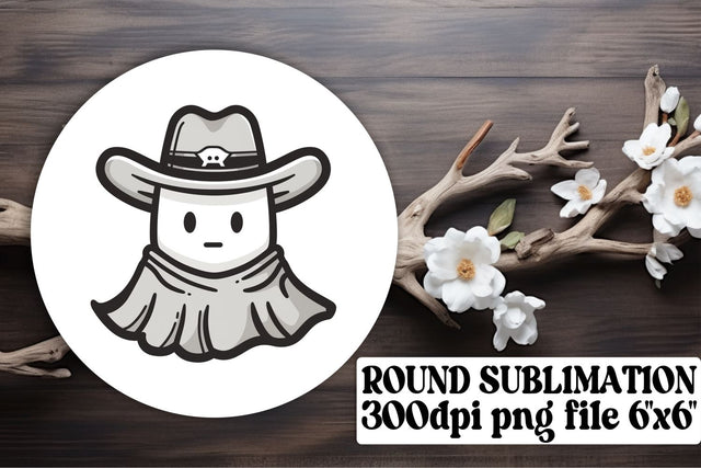 Cute Pink Halloween Ghost Round Design Keychain Sublimation afrosvg 