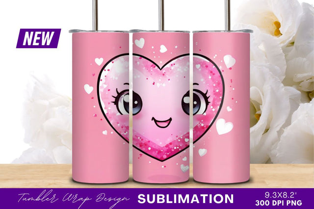 Cute Pink Heart Character For Tumbler Png Sublimation Regulrcrative 