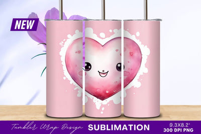 Cute pink heart character tumbler png design Sublimation Regulrcrative 