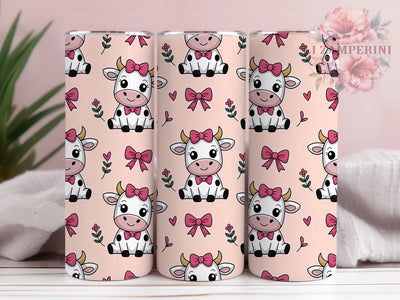 Cute Pink Heart Cow Tumbler, Pink Heart, Cute Wrap, Sublimation Art, 20oz Tumbler, Love Theme, Bold Pattern Sublimation Li Zamperini 