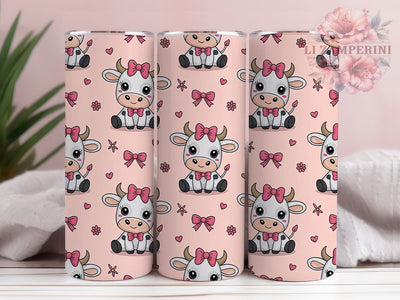 Cute Pink Heart Cow Tumbler, Pink Heart, Cute Wrap, Sublimation Art, 20oz Tumbler, Love Theme, Bold Pattern Sublimation Li Zamperini 