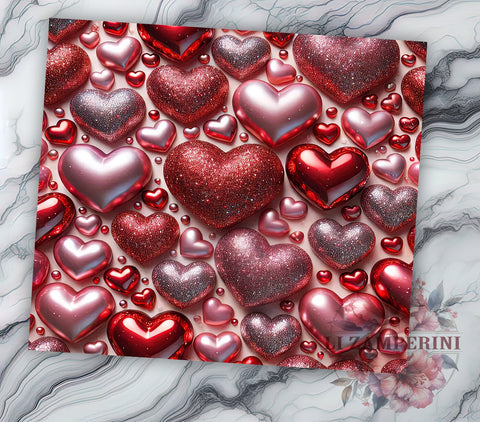 Cute Pink Heart Valentines Love Tumbler Wrap, Valentines Day Wrap, Love Tumbler, 20oz Drinkware, Heart Sublimation, Valentine Gifts, Romantic Tumbler Design Sublimation Li Zamperini 