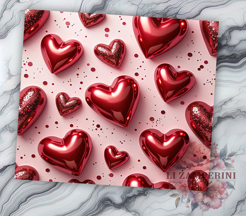 Cute Pink Heart Valentines Love Tumbler Wrap, Valentines Day Wrap, Love Tumbler, 20oz Drinkware, Heart Sublimation, Valentine Gifts, Romantic Tumbler Design Sublimation Li Zamperini 