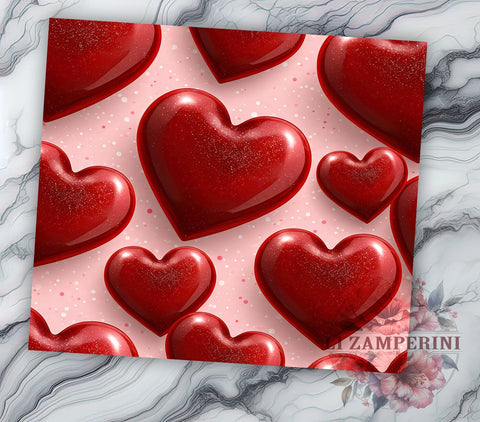 Cute Pink Heart Valentines Love Tumbler Wrap, Valentines Day Wrap, Love Tumbler, 20oz Drinkware, Heart Sublimation, Valentine Gifts, Romantic Tumbler Design Sublimation Li Zamperini 