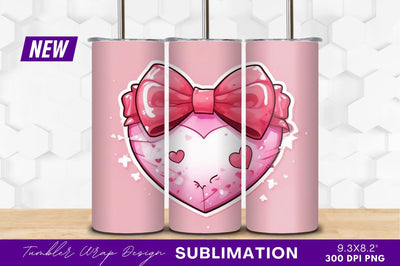 Cute pink heart with bow tumbler png Sublimation Regulrcrative 