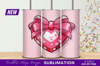 Cute pink heart with bow tumbler png Sublimation Regulrcrative 