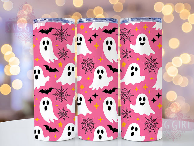Cute Pink Kawaii Ghost Halloween Tumbler, Girly Ghost Wrap, Cute Spooky Sublimation, Pastel Halloween Drinkware, Coquette Ghost Cup, Kawaii Pink Ghost Tumbler, Pretty Halloween Design Sublimation SvggirlplusArt 