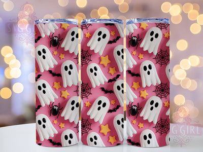 Cute Pink Kawaii Ghost Halloween Tumbler, Girly Ghost Wrap, Cute Spooky Sublimation, Pastel Halloween Drinkware, Coquette Ghost Cup, Kawaii Pink Ghost Tumbler, Pretty Halloween Design Sublimation SvggirlplusArt 