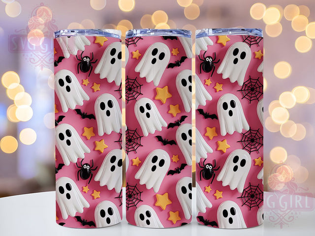Cute Pink Kawaii Ghost Halloween Tumbler, Girly Ghost Wrap, Cute Spooky Sublimation, Pastel Halloween Drinkware, Coquette Ghost Cup, Kawaii Pink Ghost Tumbler, Pretty Halloween Design Sublimation SvggirlplusArt 