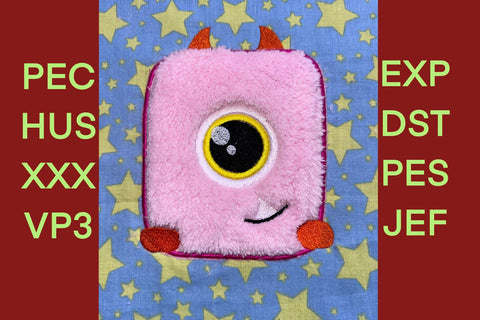 Cute Pink Monster Appliqué - Embroidery Machine Pattern Embroidery/Applique DESIGNS Candles Design 