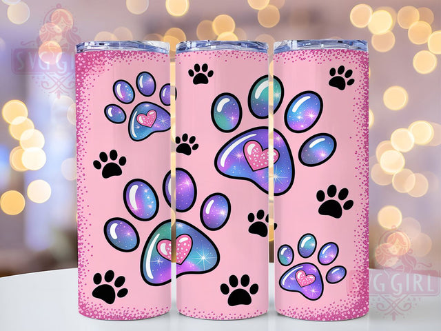Cute Pink Paw Prints Tumbler, Dog Paw Pattern, Cute Puppy Design, 20Oz Sublimation Wrap, Adorable Paw Art, Sweet Dog Texture, Tumbler Sublimation Sublimation SvggirlplusArt 