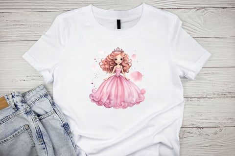 Cute Pink Princess Watercolor Clipart Bundle Sublimation Designangry 