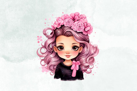 Cute Pink Princess Watercolor Clipart Bundle Sublimation Designangry 