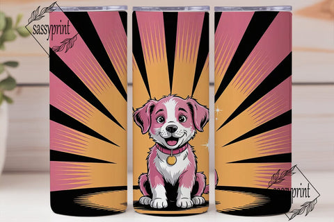 Cute Pink Puppy 20oz Tumbler Wrap Sublimation sassyprint 