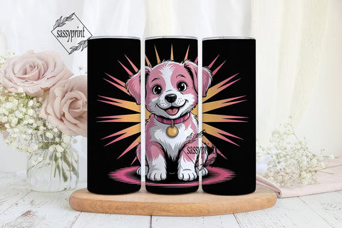 Cute Pink Puppy 20oz Tumbler Wrap Sublimation sassyprint 