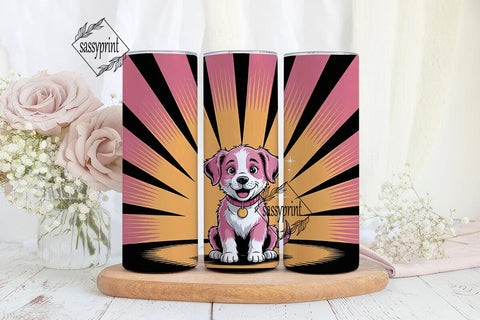 Cute Pink Puppy 20oz Tumbler Wrap Sublimation sassyprint 