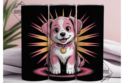 Cute Pink Puppy 20oz Tumbler Wrap Sublimation sassyprint 