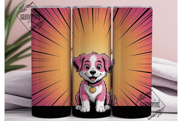 Cute Pink Puppy 20oz Tumbler Wrap Sublimation sassyprint 