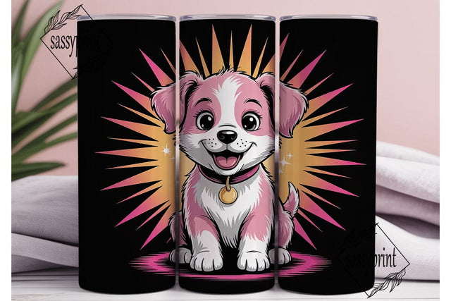 Cute Pink Puppy 20oz Tumbler Wrap Sublimation sassyprint 